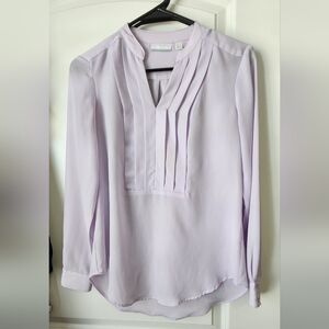 💣 Free!! New York & Company Light Lavender Pleated Bib Collar Blouse